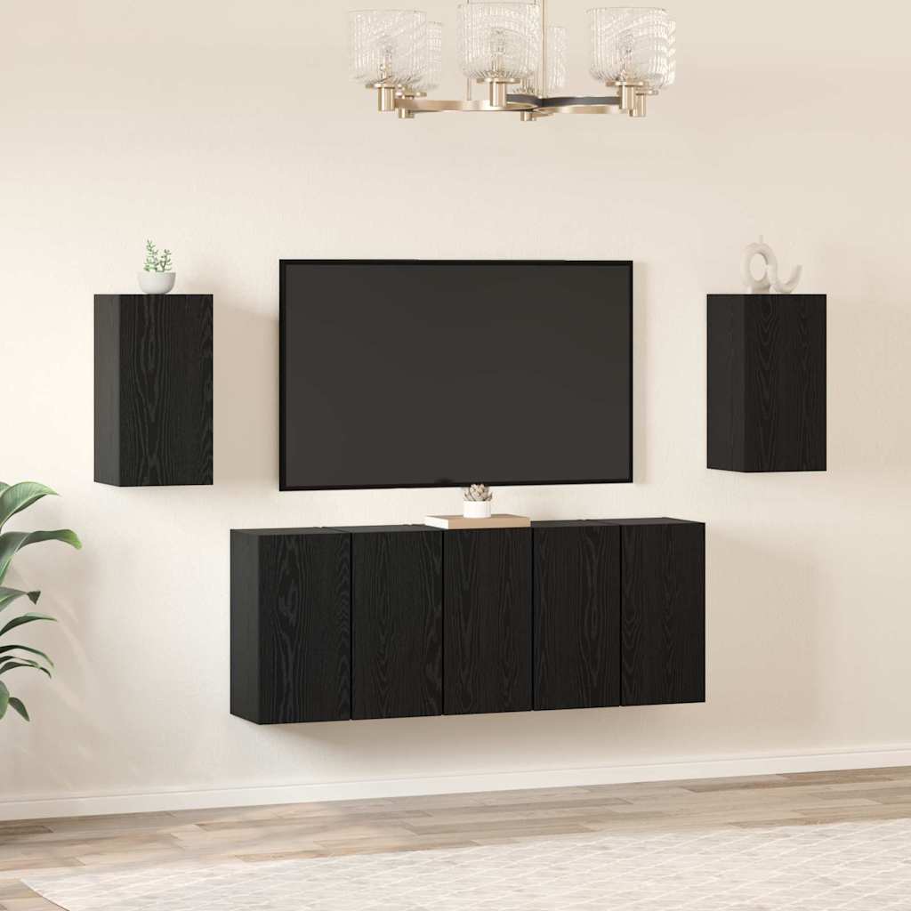 vidaXL Zestaw szafek RTV 7 pcs Czarny Dąb 30,5 x 30 x 60 cm
