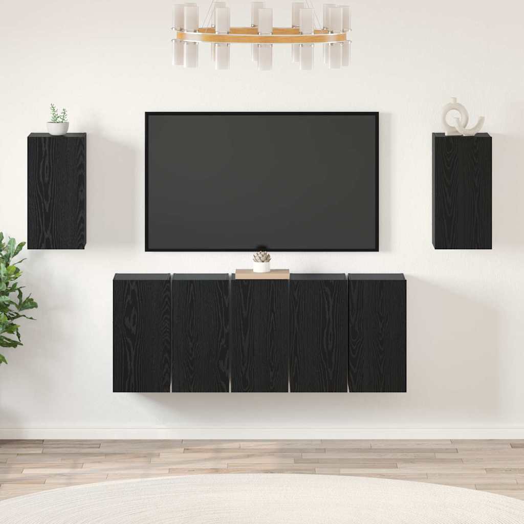 vidaXL Zestaw szafek RTV 7 pcs Czarny Dąb 30,5 x 30 x 60 cm