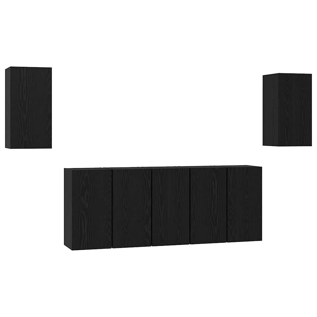vidaXL Zestaw szafek RTV 7 pcs Czarny Dąb 30,5 x 30 x 60 cm