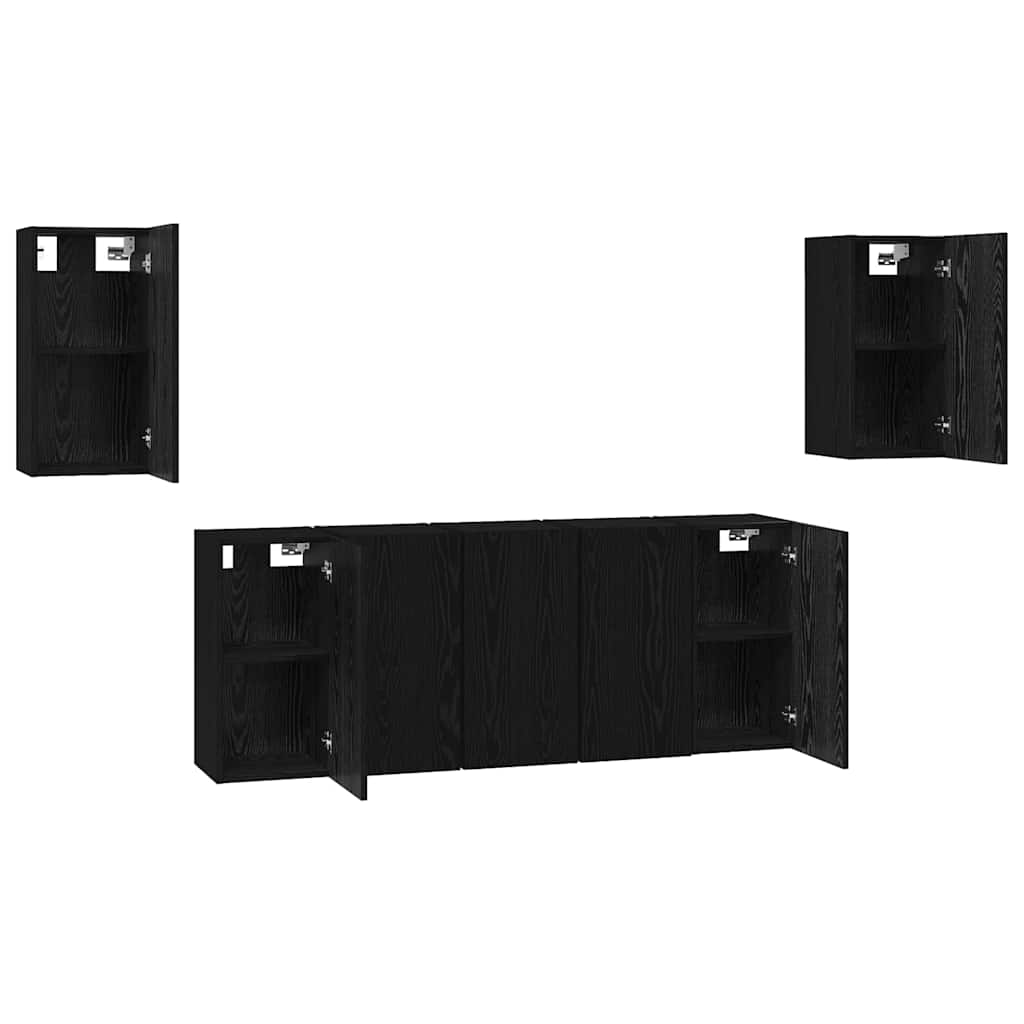 vidaXL Zestaw szafek RTV 7 pcs Czarny Dąb 30,5 x 30 x 60 cm