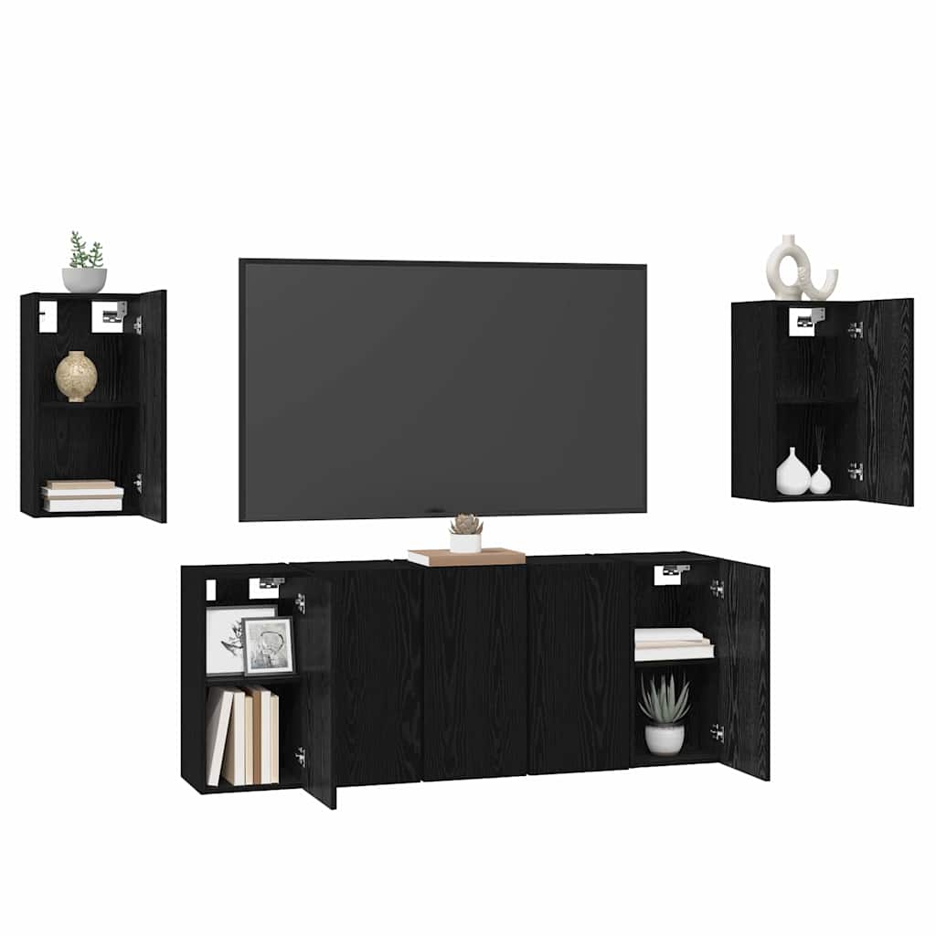 vidaXL Zestaw szafek RTV 7 pcs Czarny Dąb 30,5 x 30 x 60 cm