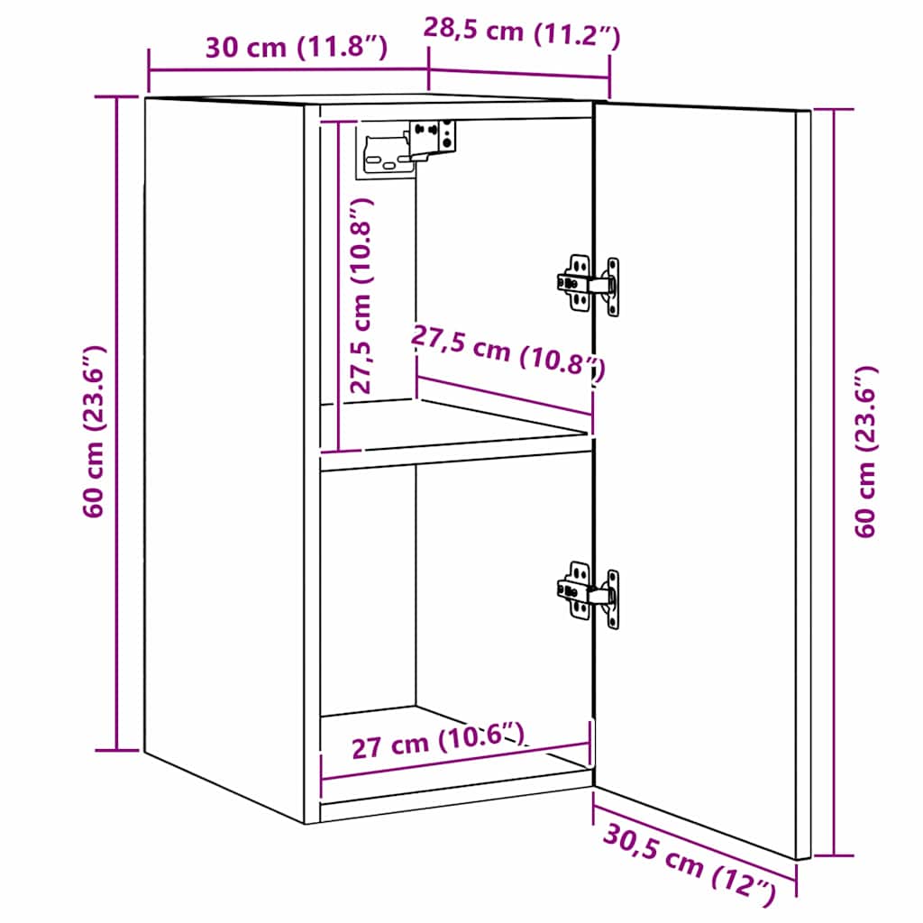 vidaXL Zestaw szafek RTV 7 pcs Czarny Dąb 30,5 x 30 x 60 cm
