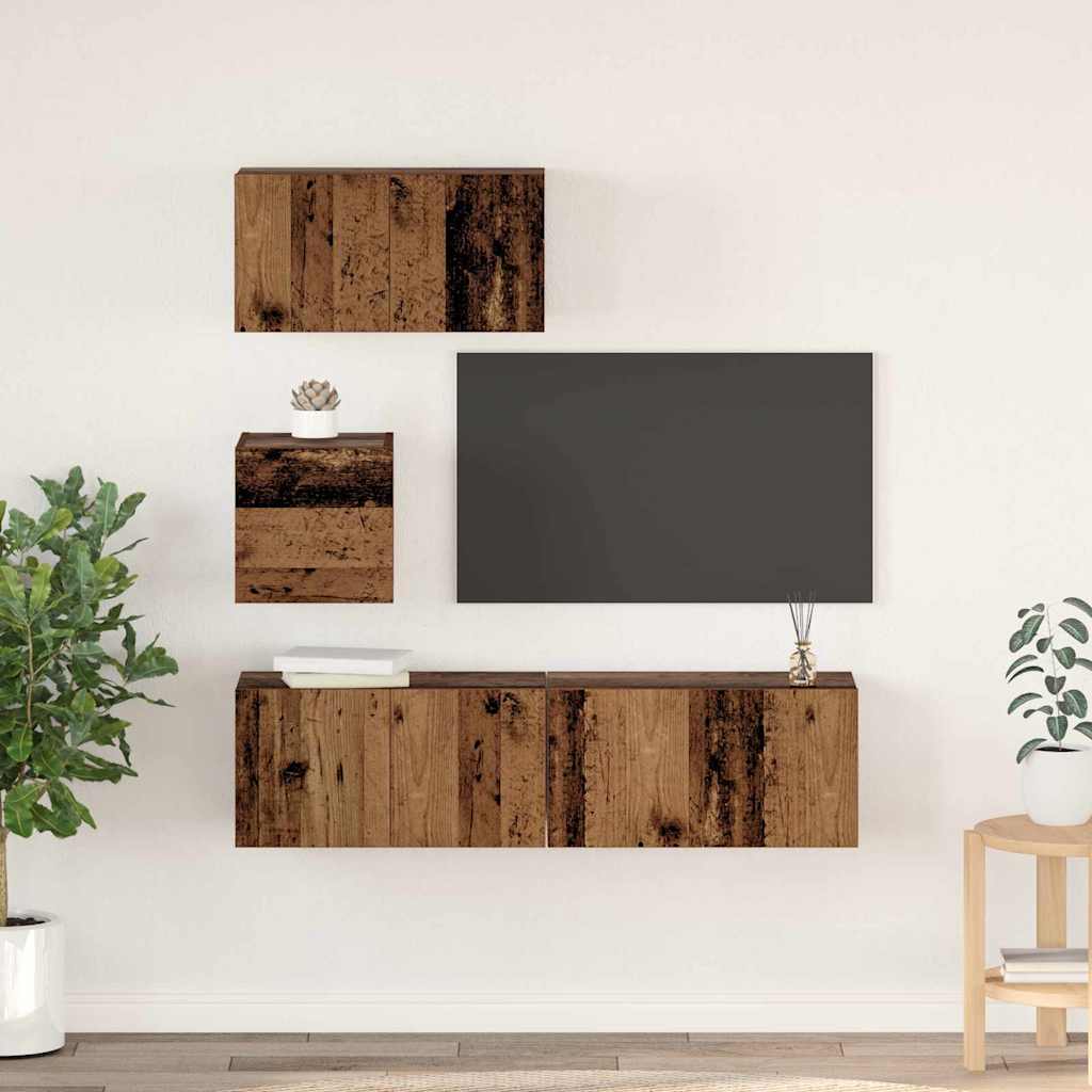 vidaXL Zestaw szafek RTV 4 pcs Stare drewno Materiał drewnopochodny