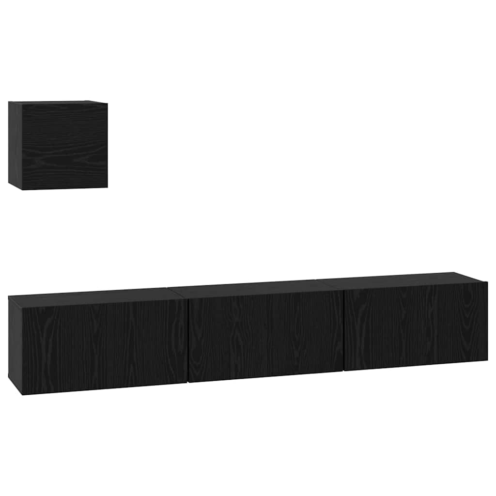 vidaXL Zestaw szafek RTV 4 pcs Czarny Dąb Materiał drewnopochodny