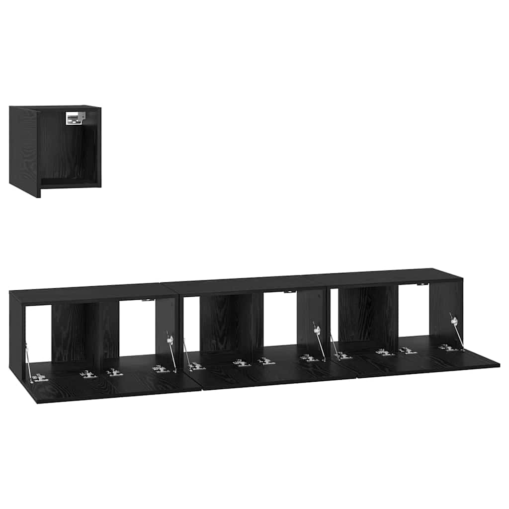 vidaXL Zestaw szafek RTV 4 pcs Czarny Dąb Materiał drewnopochodny
