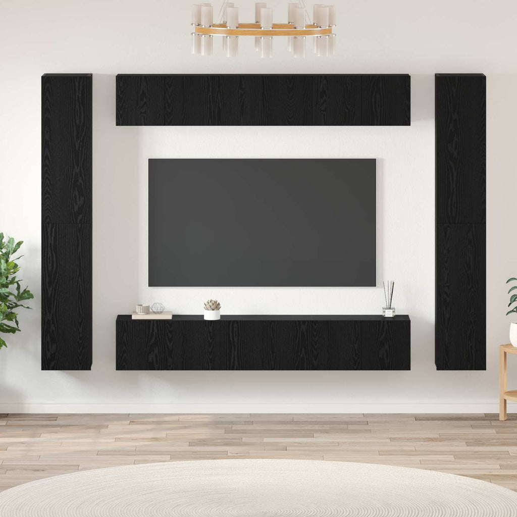 vidaXL Zestaw szafek RTV 10 pcs Czarny Dąb Materiał drewnopochodny