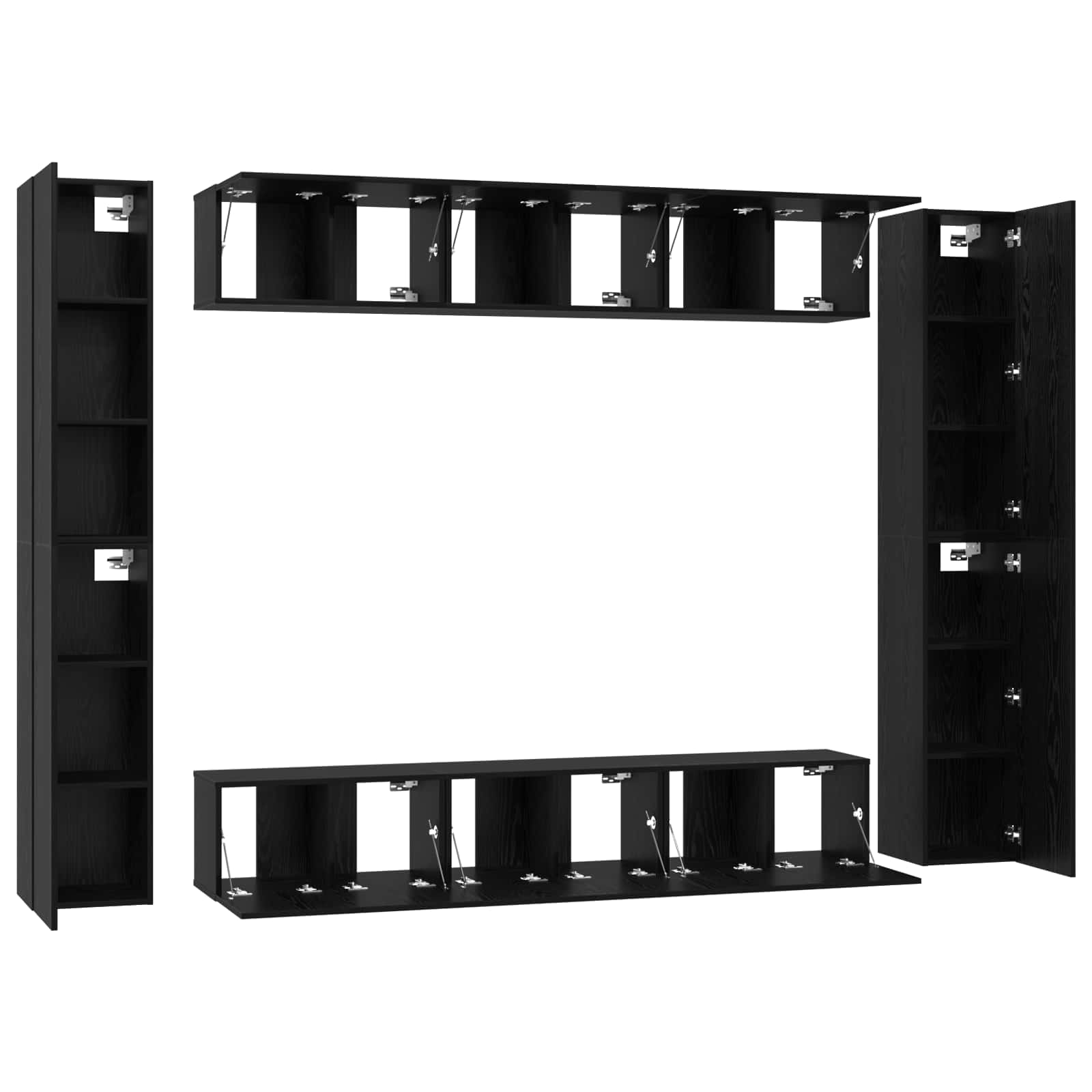 vidaXL Zestaw szafek RTV 10 pcs Czarny Dąb Materiał drewnopochodny