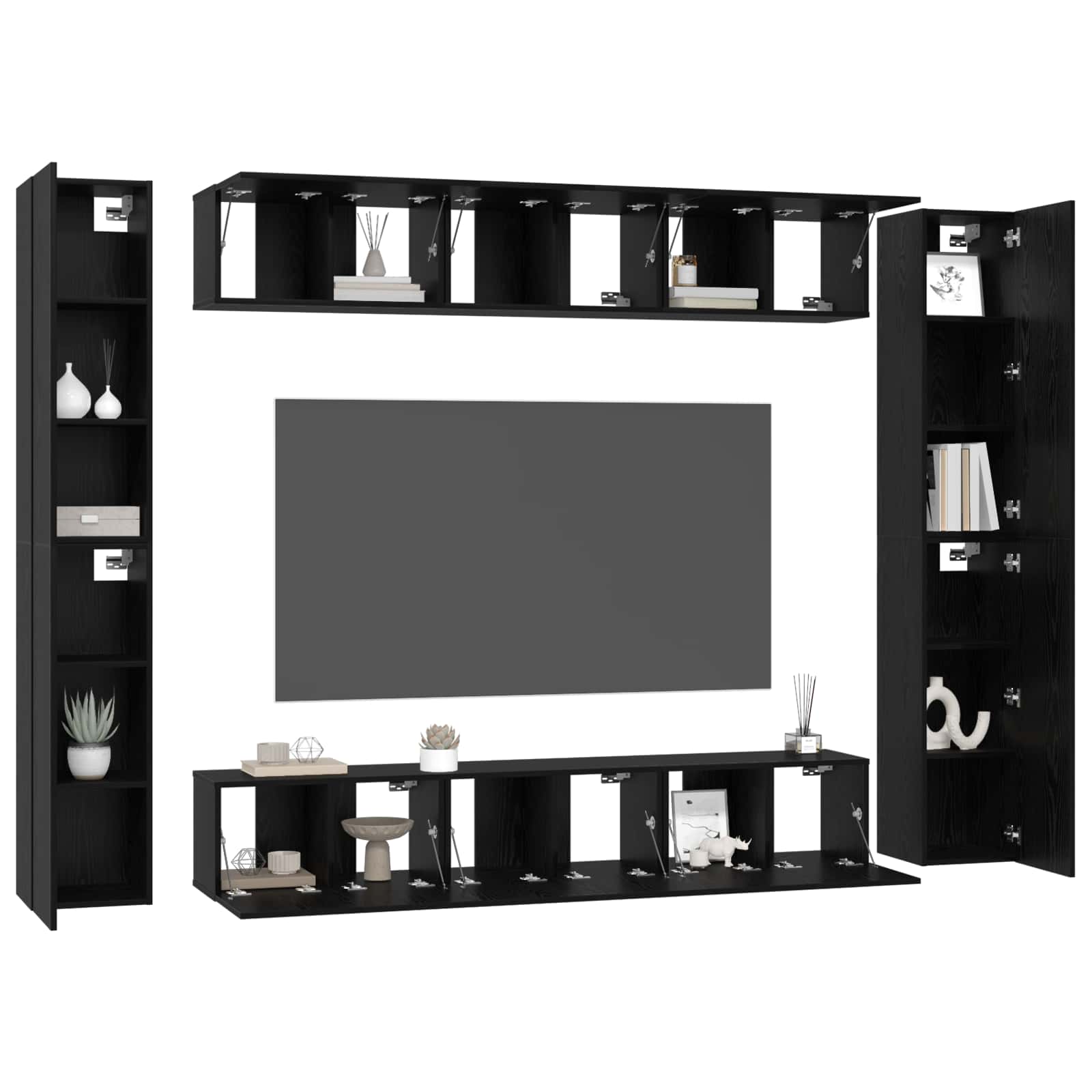 vidaXL Zestaw szafek RTV 10 pcs Czarny Dąb Materiał drewnopochodny