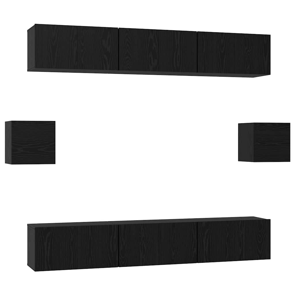 vidaXL Zestaw szafek RTV 8 pcs Czarny Dąb Materiał drewnopochodny