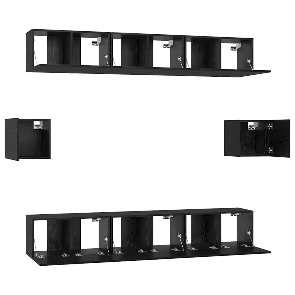 vidaXL Zestaw szafek RTV 8 pcs Czarny Dąb Materiał drewnopochodny