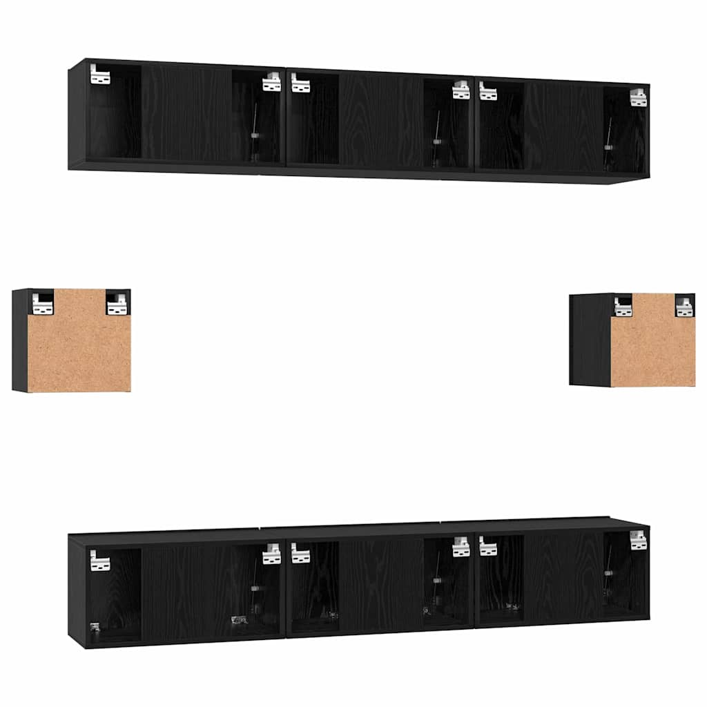 vidaXL Zestaw szafek RTV 8 pcs Czarny Dąb Materiał drewnopochodny