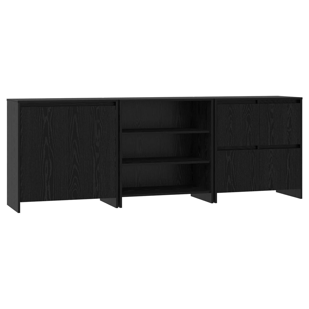 vidaXL Bufet 3 pcs Czarny Dąb 70 x 41 x 75 cm Materiał drewnopochodny