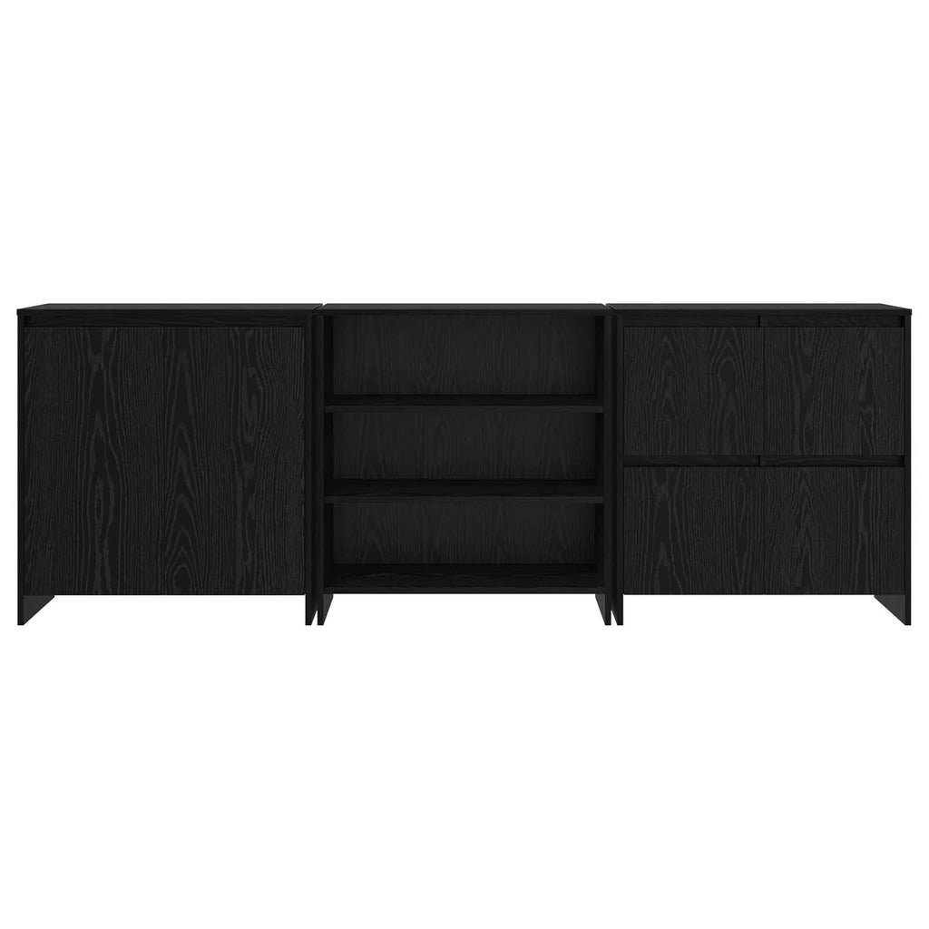 vidaXL Bufet 3 pcs Czarny Dąb 70 x 41 x 75 cm Materiał drewnopochodny