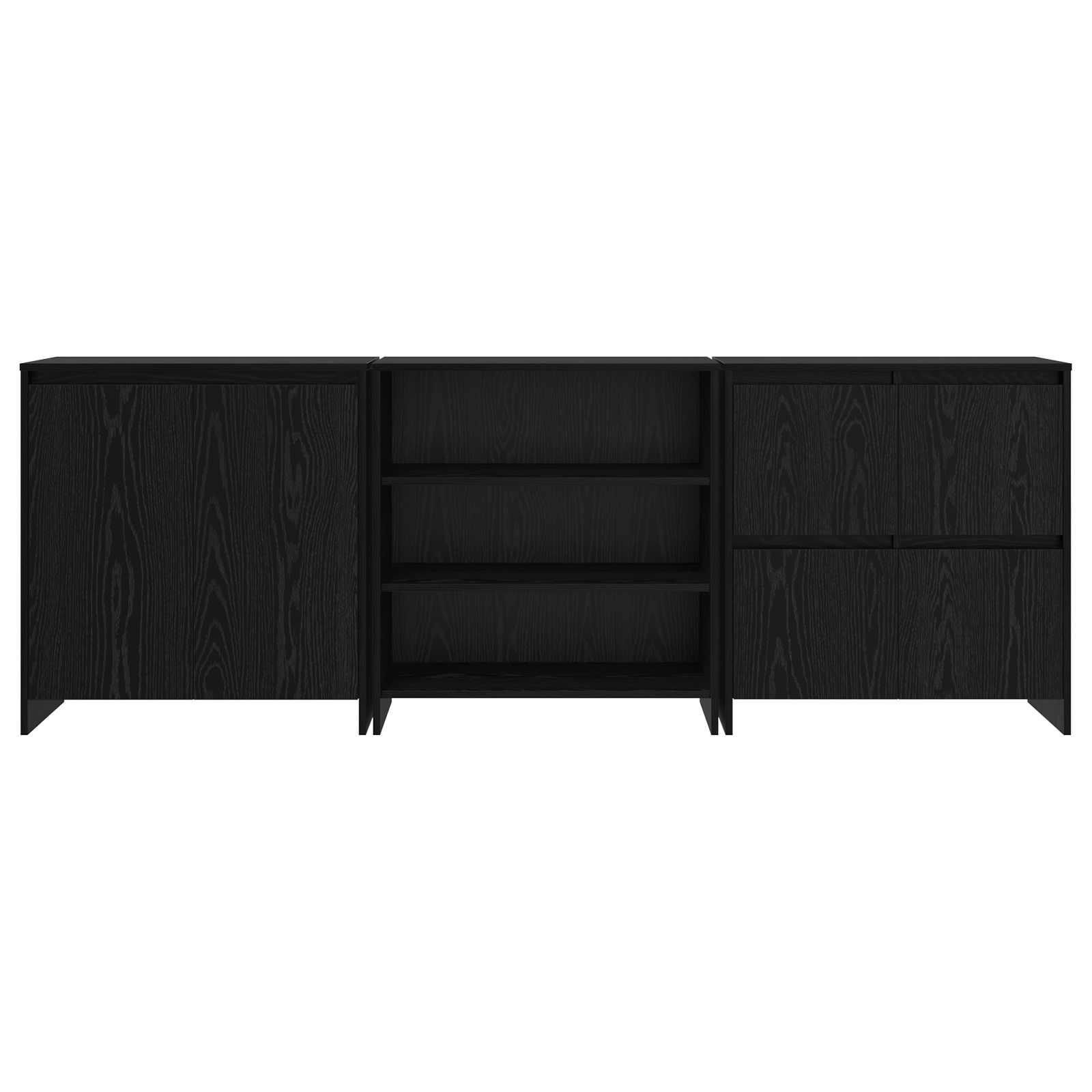 vidaXL Bufet 3 pcs Czarny Dąb 70 x 41 x 75 cm Materiał drewnopochodny