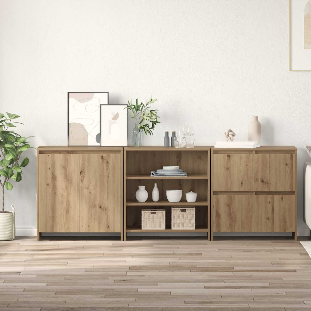 vidaXL Bufet z szufladą 3 pcs Dąb rzemieślniczy 70 x 41 x 75 cm