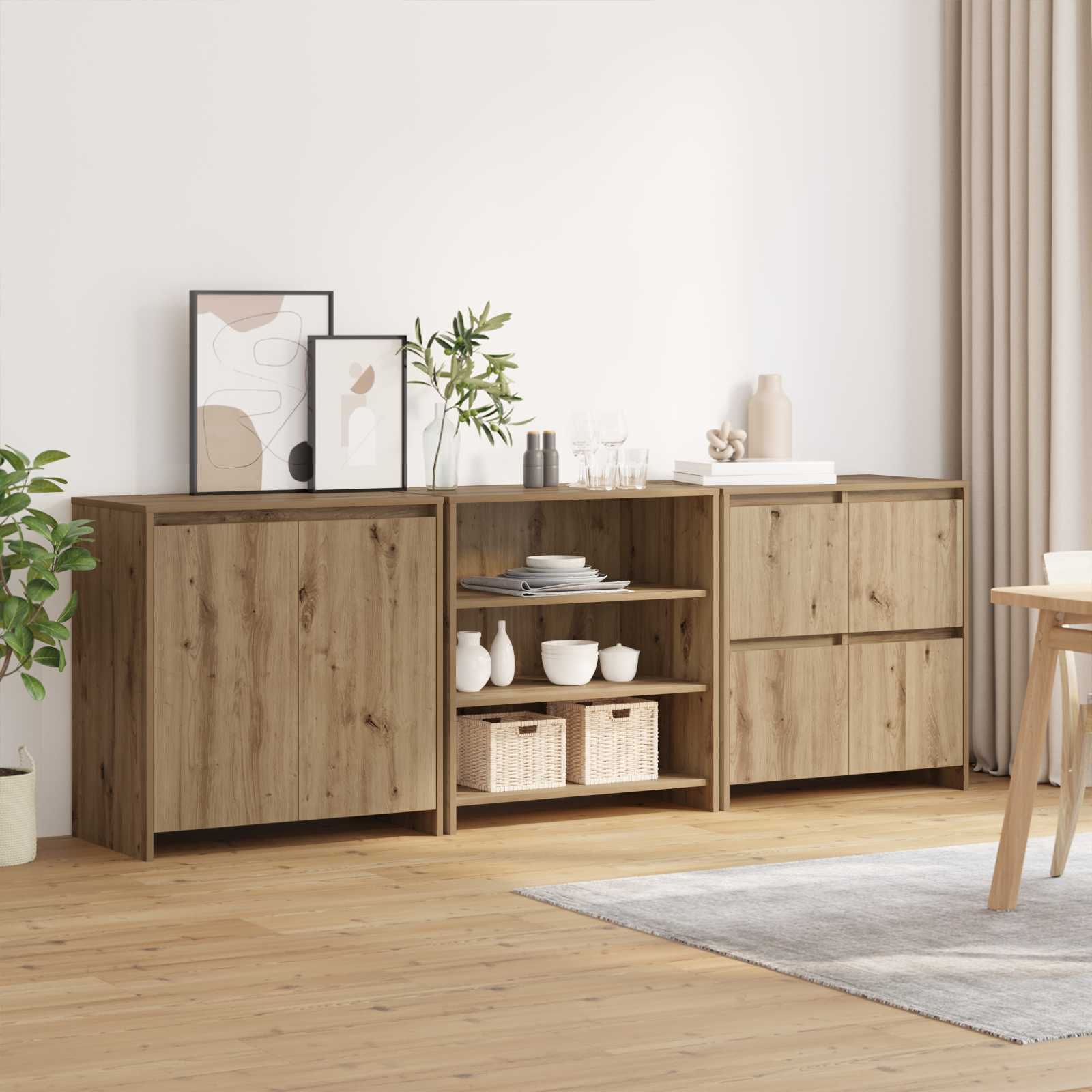 vidaXL Bufet z szufladą 3 pcs Dąb rzemieślniczy 70 x 41 x 75 cm