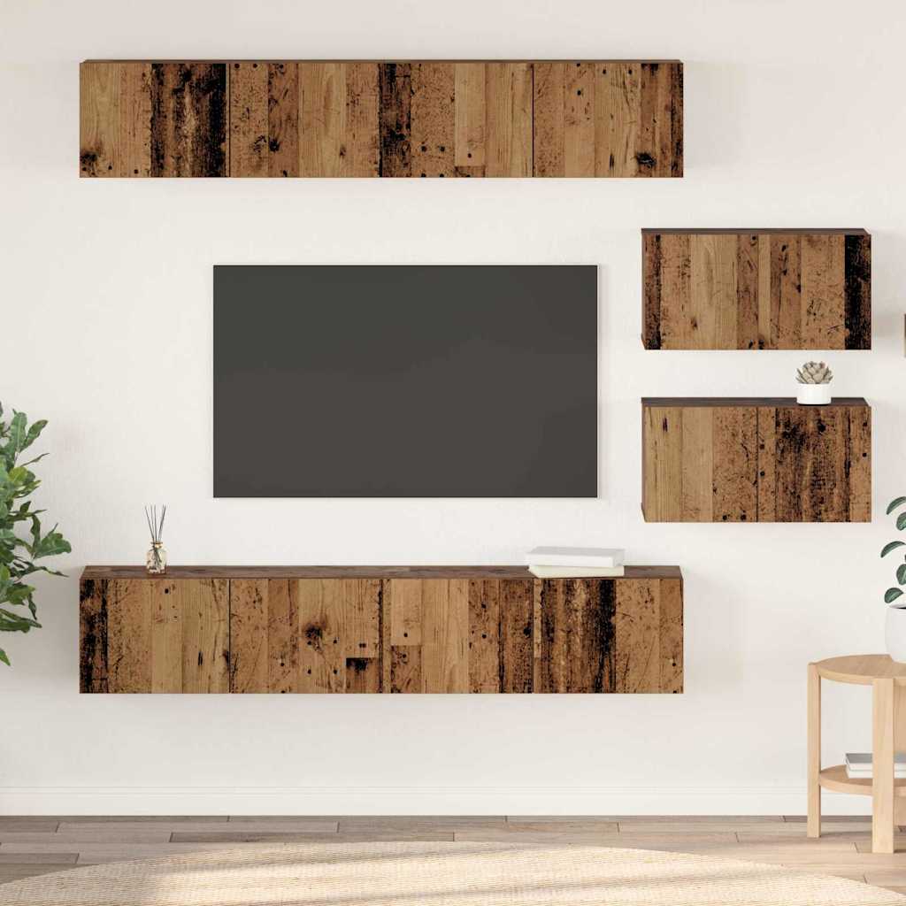 vidaXL Zestaw szafek RTV 6 pcs Stare drewno Materiał drewnopochodny
