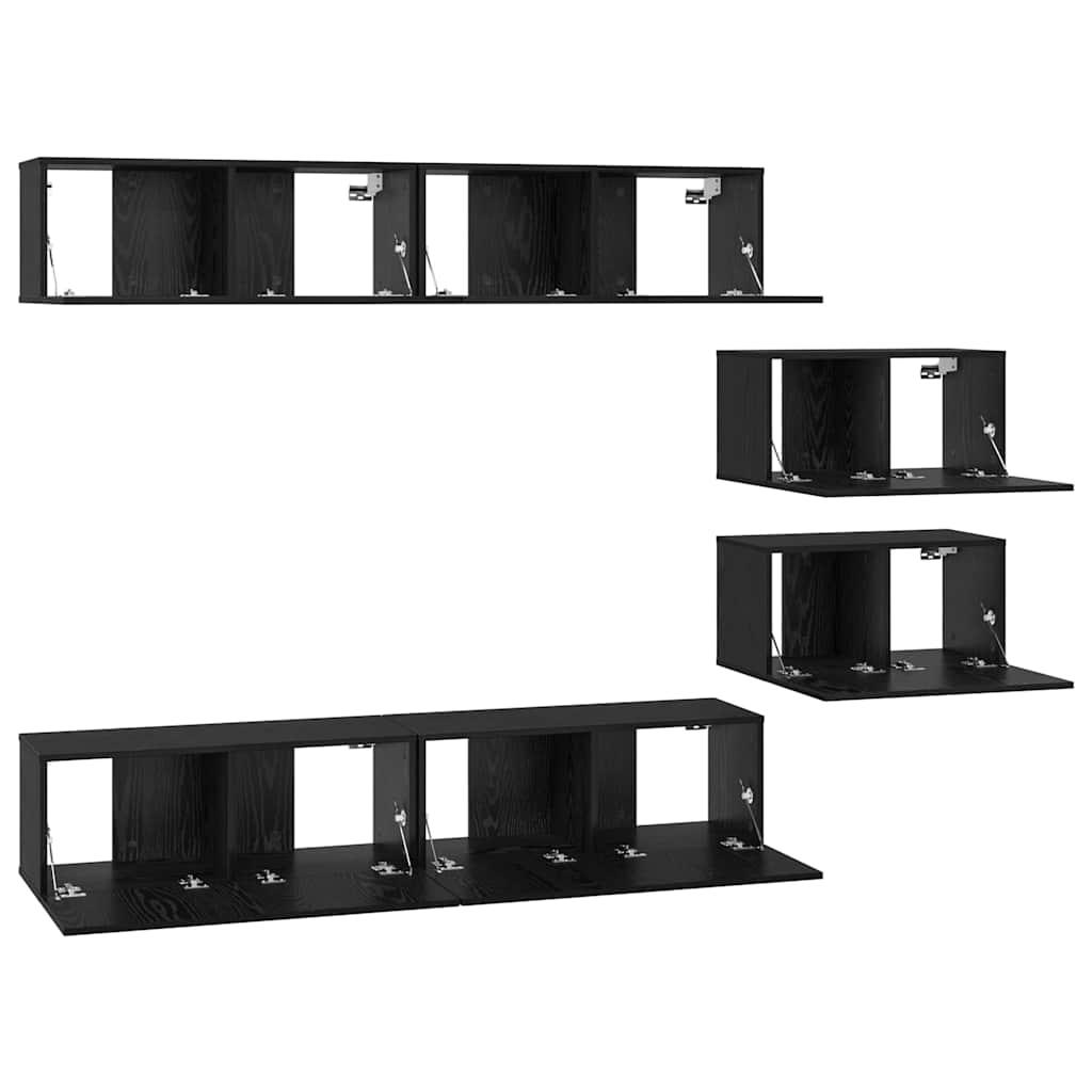 vidaXL Zestaw szafek RTV 6 pcs Czarny Dąb Materiał drewnopochodny