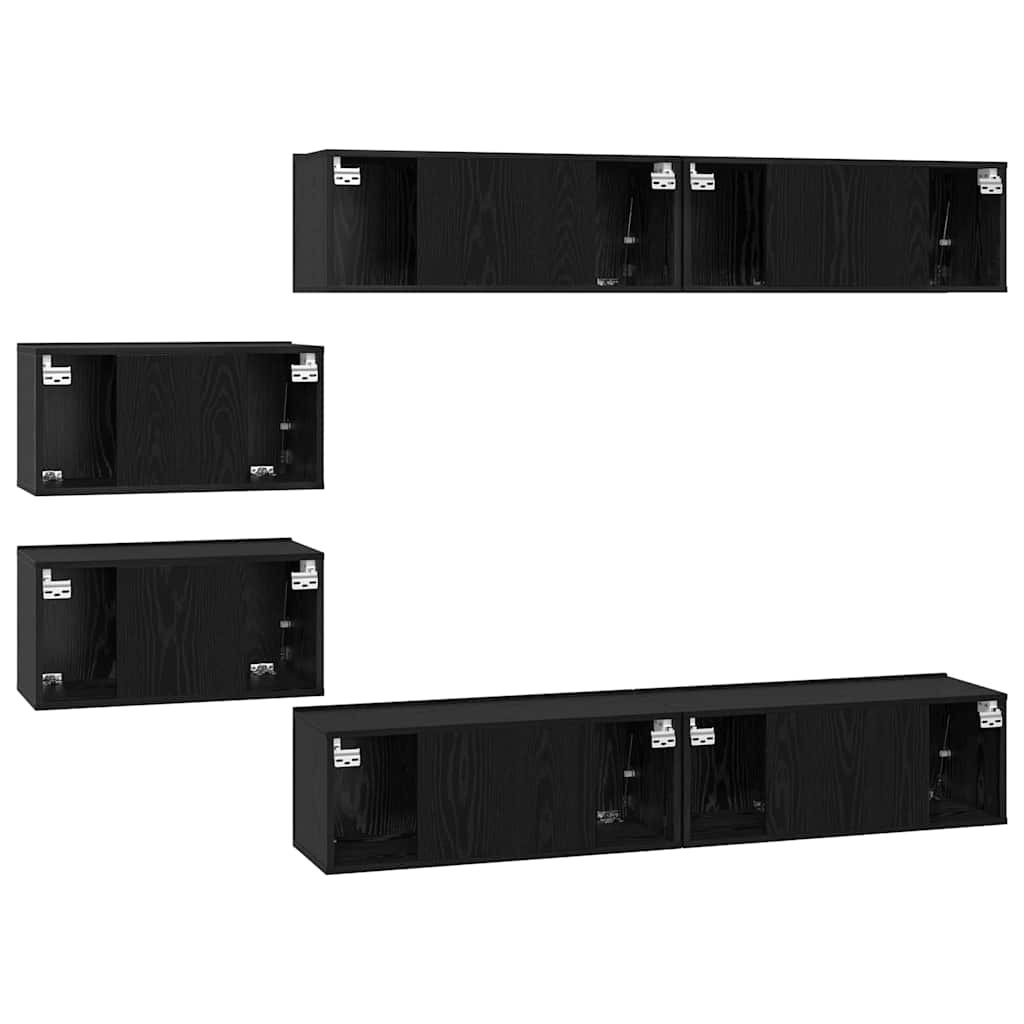 vidaXL Zestaw szafek RTV 6 pcs Czarny Dąb Materiał drewnopochodny