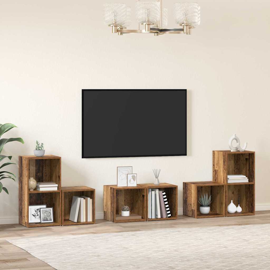 vidaXL Zestaw szafek RTV 6 pcs Stare drewno Materiał drewnopochodny