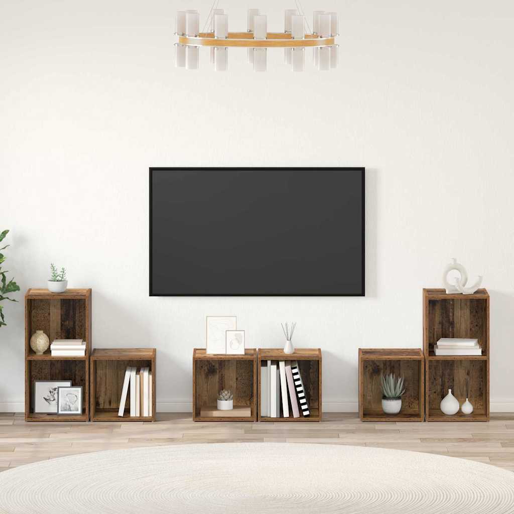 vidaXL Zestaw szafek RTV 6 pcs Stare drewno Materiał drewnopochodny