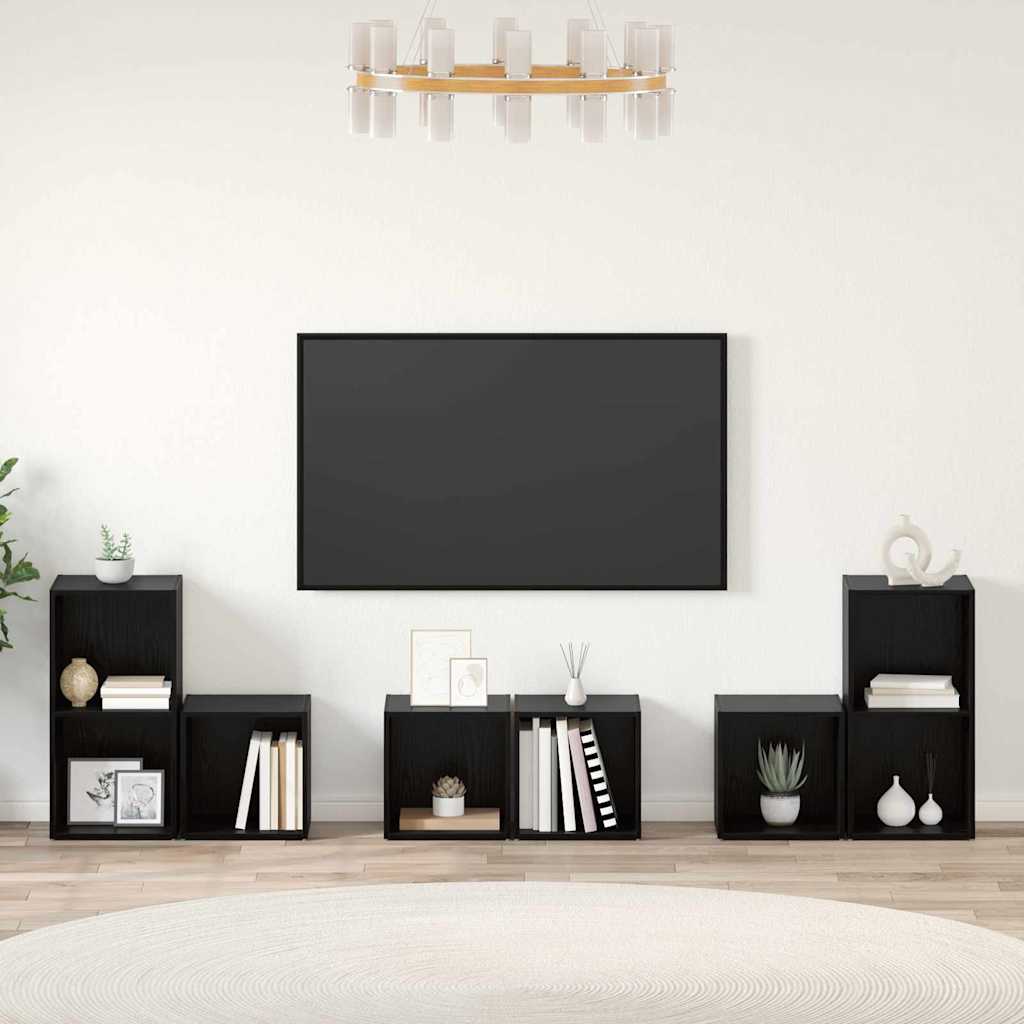 vidaXL Zestaw szafek RTV 6 pcs Czarny Dąb Materiał drewnopochodny