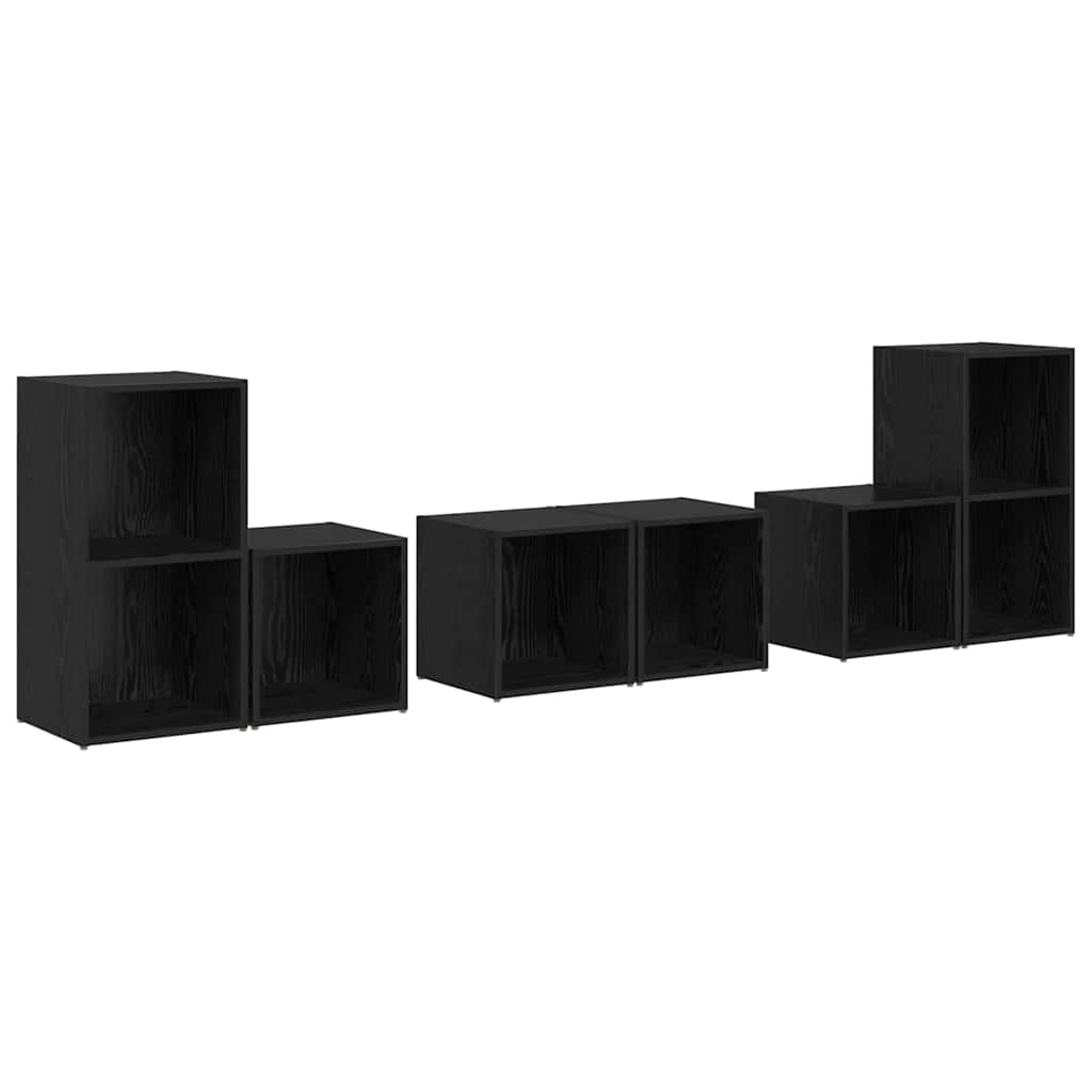 vidaXL Zestaw szafek RTV 6 pcs Czarny Dąb Materiał drewnopochodny