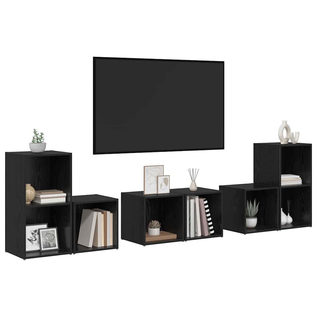 vidaXL Zestaw szafek RTV 6 pcs Czarny Dąb Materiał drewnopochodny