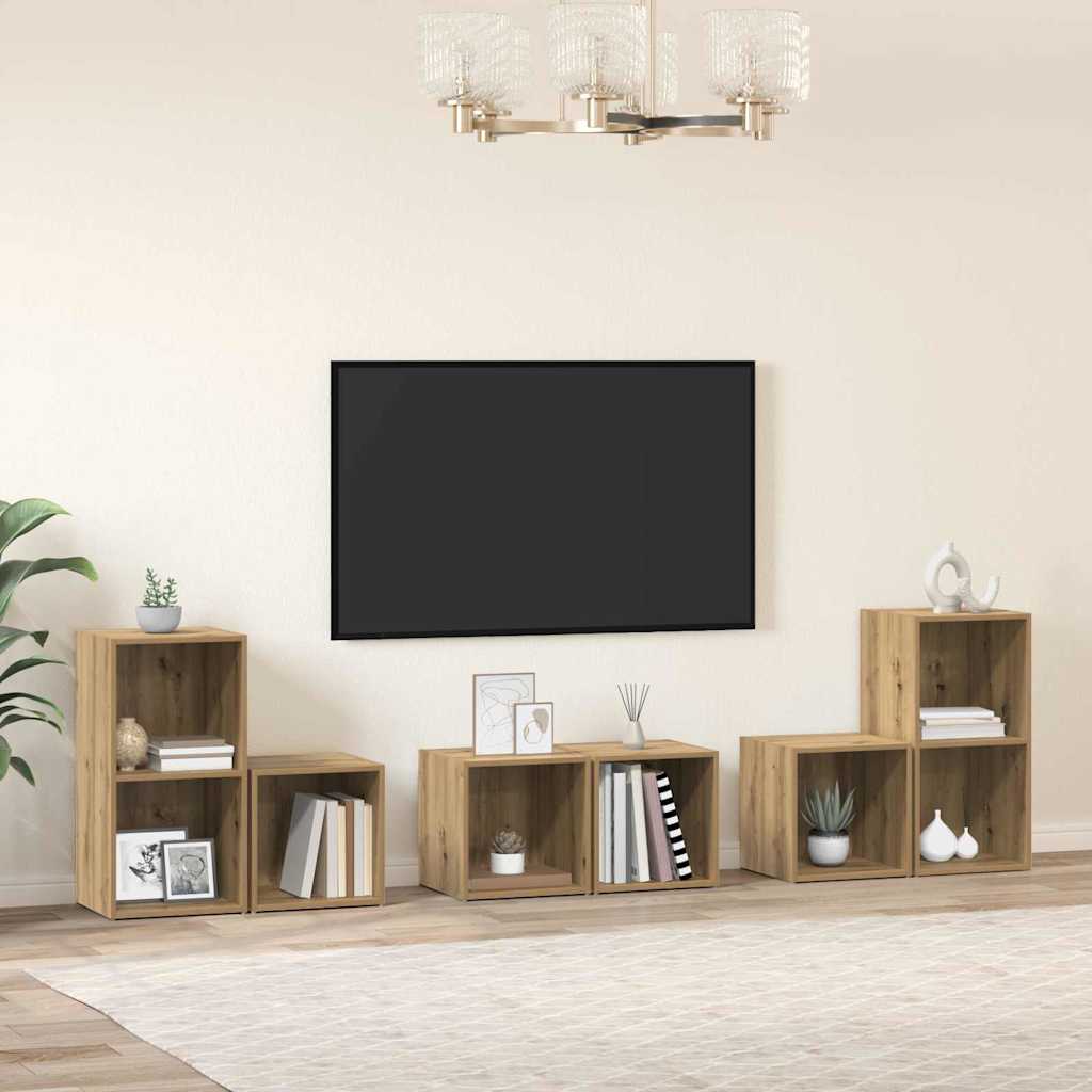 vidaXL Zestaw szafek RTV Montowane na ścianie 6 pcs Dąb rzemieślniczy