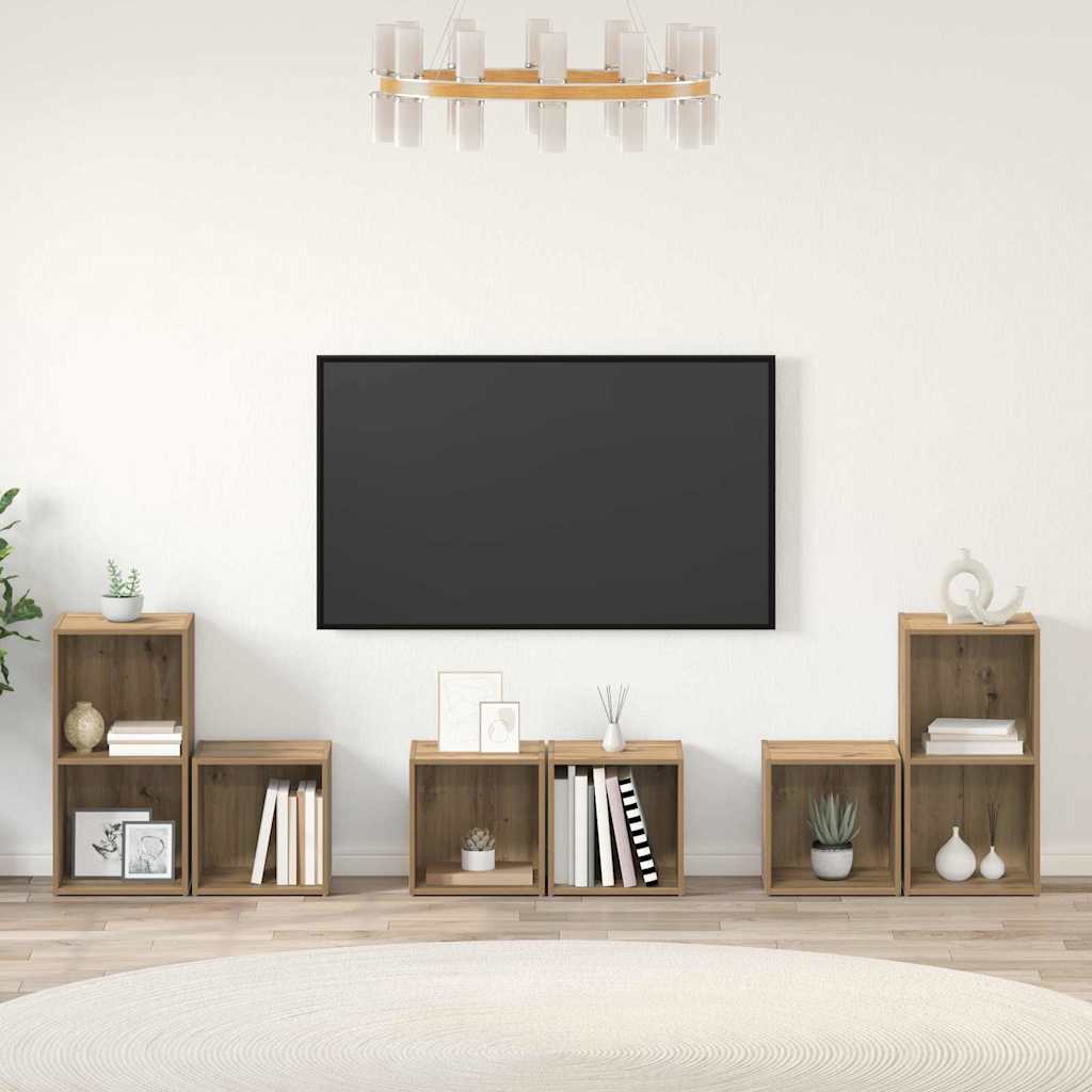 vidaXL Zestaw szafek RTV Montowane na ścianie 6 pcs Dąb rzemieślniczy