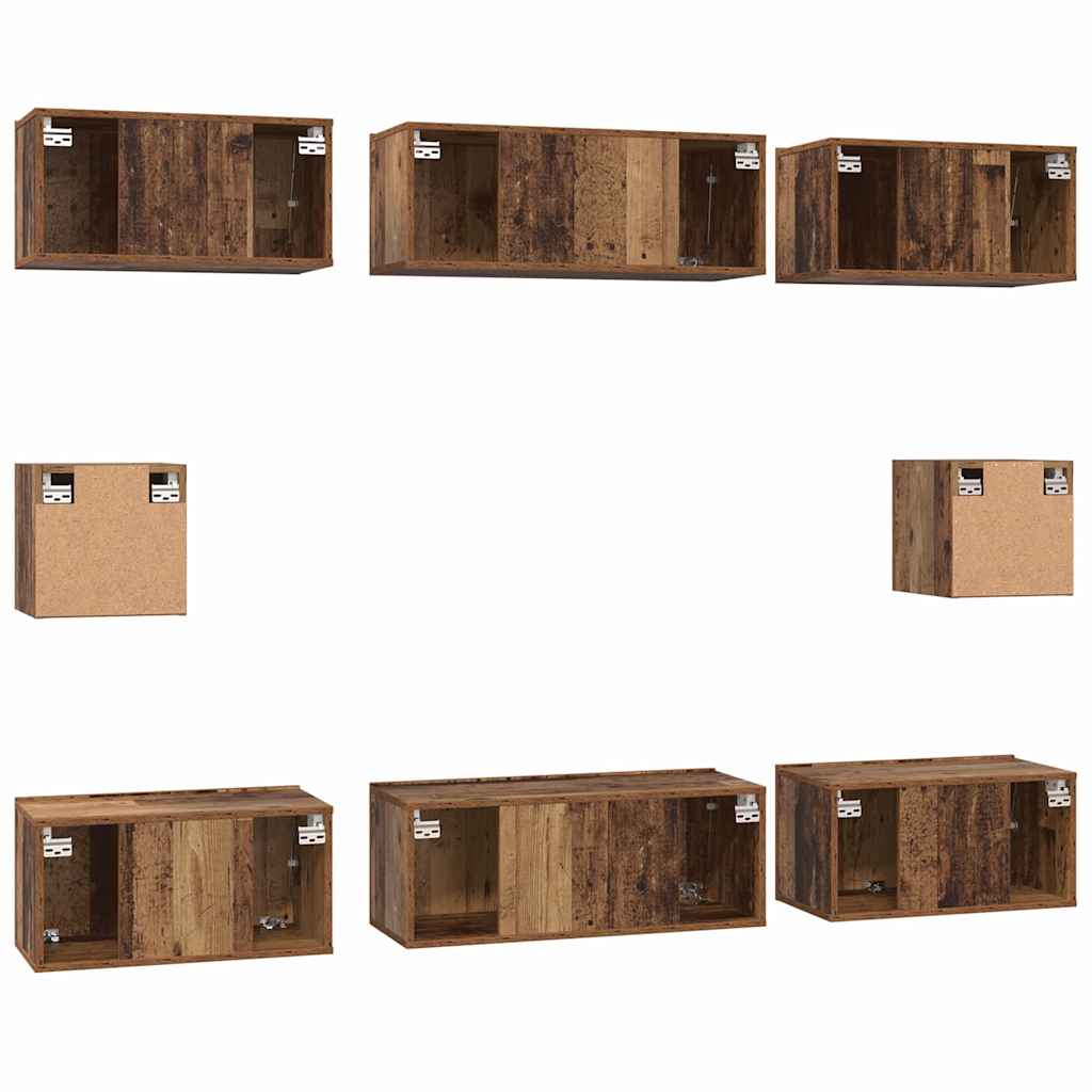 vidaXL Zestaw szafek RTV 8 pcs Stare drewno Materiał drewnopochodny