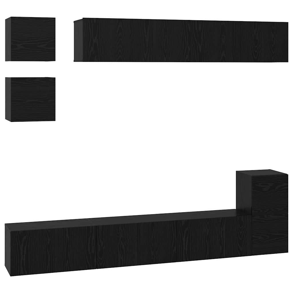 vidaXL Zestaw szafek RTV 8 pcs Czarny Dąb Materiał drewnopochodny