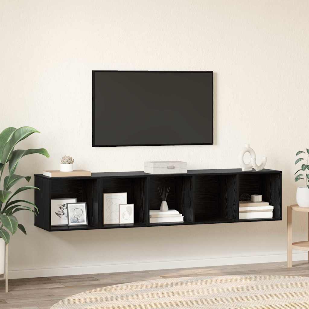 vidaXL Zestaw szafek RTV 2 pcs Czarny Dąb Materiał drewnopochodny