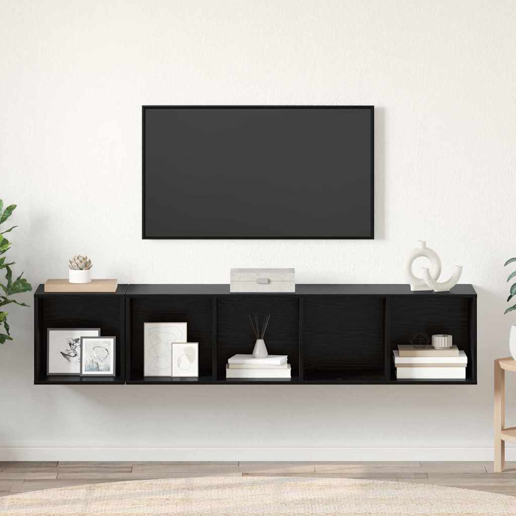 vidaXL Zestaw szafek RTV 2 pcs Czarny Dąb Materiał drewnopochodny