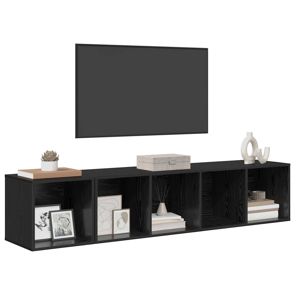 vidaXL Zestaw szafek RTV 2 pcs Czarny Dąb Materiał drewnopochodny