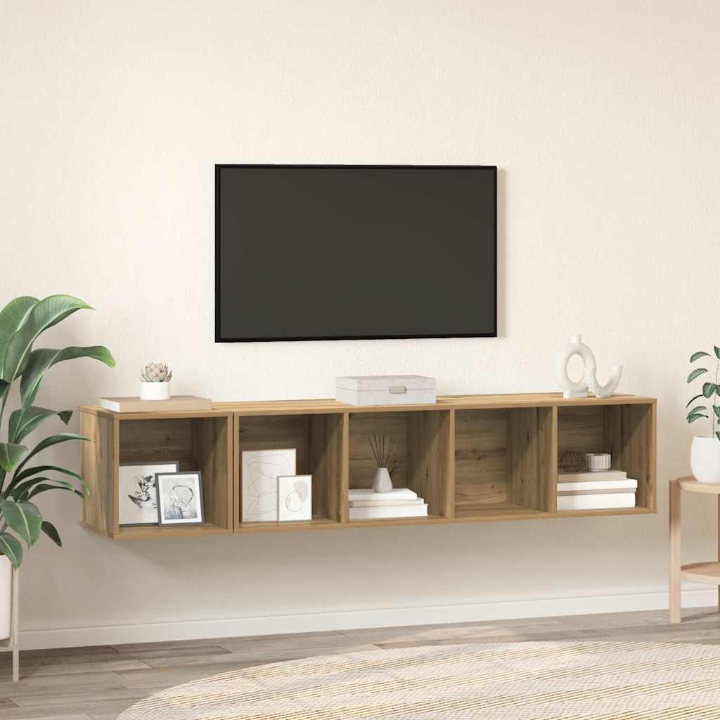 vidaXL Zestaw szafek RTV Montowane na ścianie 2 pcs Dąb rzemieślniczy