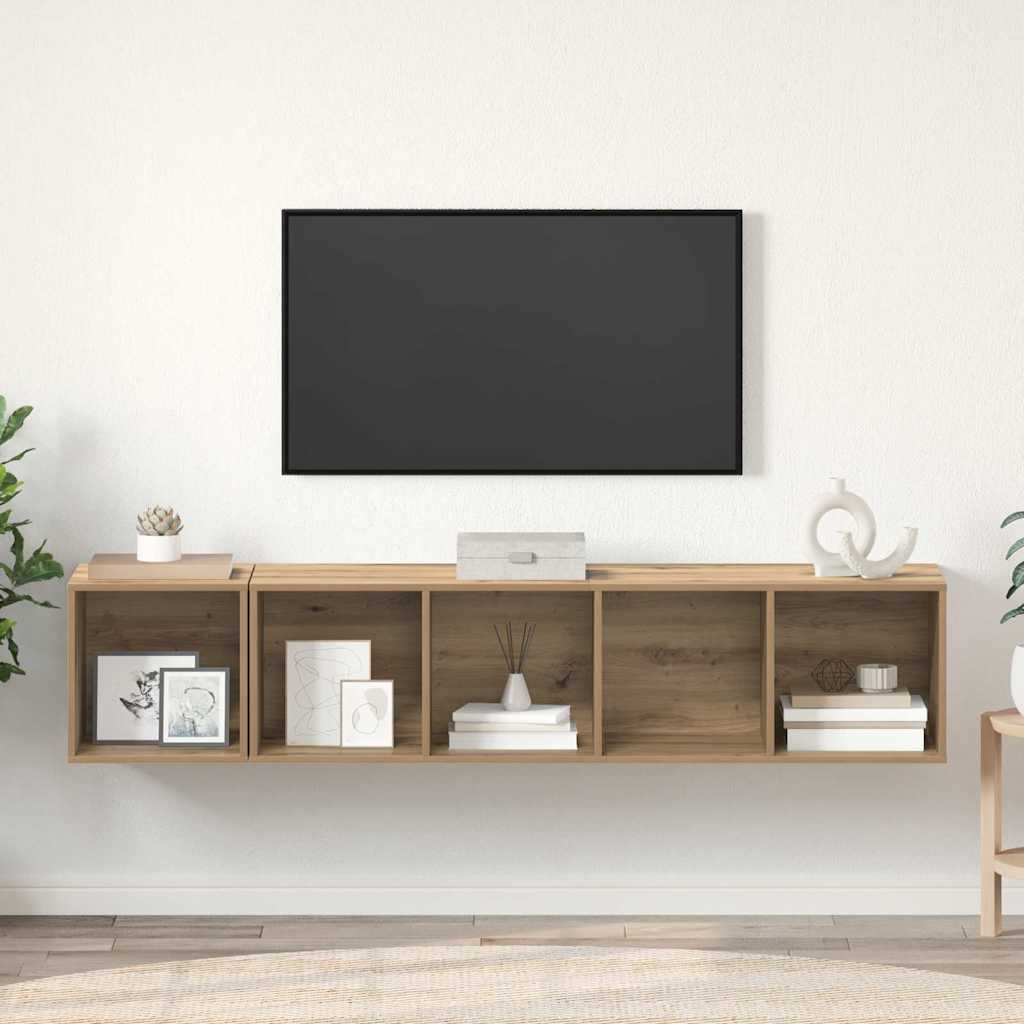 vidaXL Zestaw szafek RTV Montowane na ścianie 2 pcs Dąb rzemieślniczy