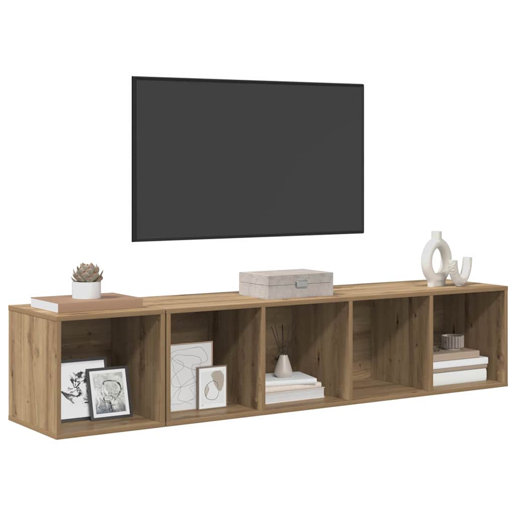 vidaXL Zestaw szafek RTV Montowane na ścianie 2 pcs Dąb rzemieślniczy