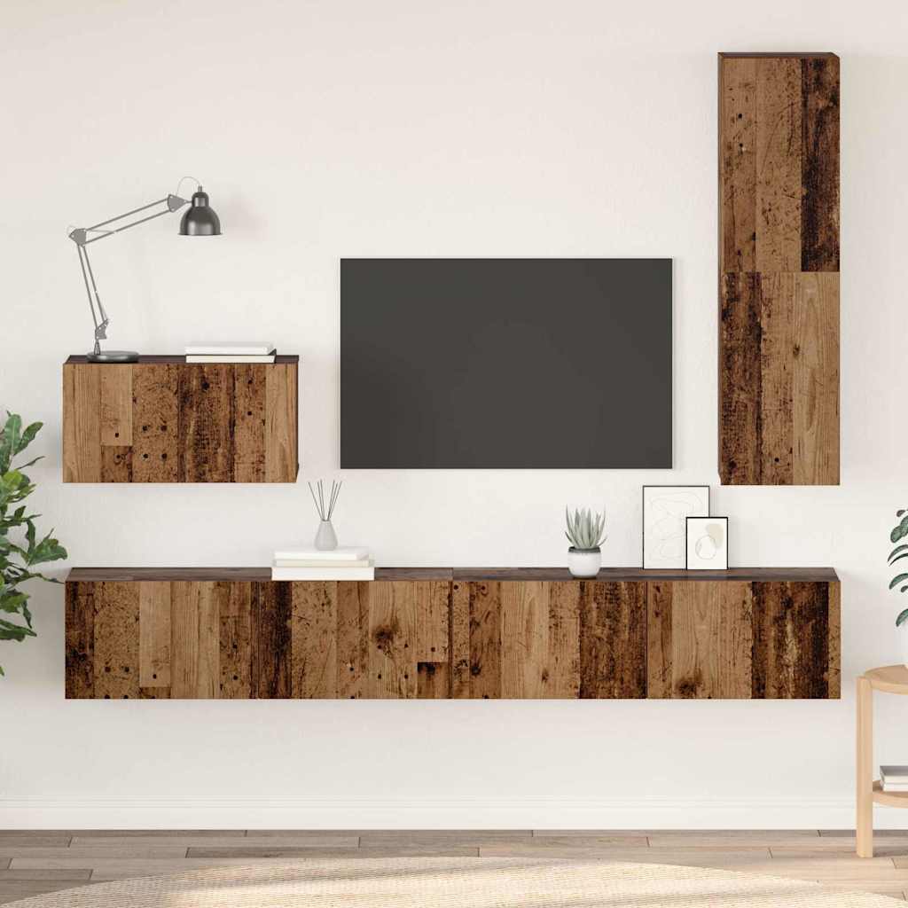 vidaXL Szafka na Telewizor na Ścianę 4 pcs Stare drewno