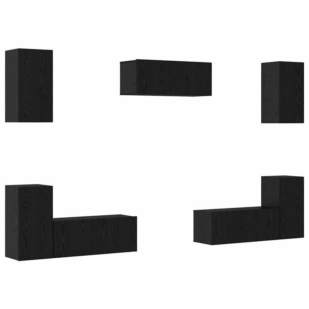 vidaXL Zestaw szafek RTV 7 pcs Czarny Dąb Materiał drewnopochodny
