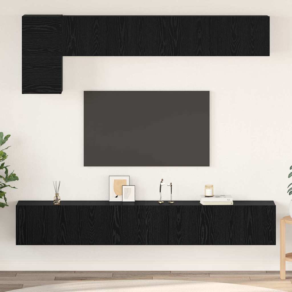 vidaXL Zestaw szafek RTV 5 pcs Czarny Dąb Materiał drewnopochodny