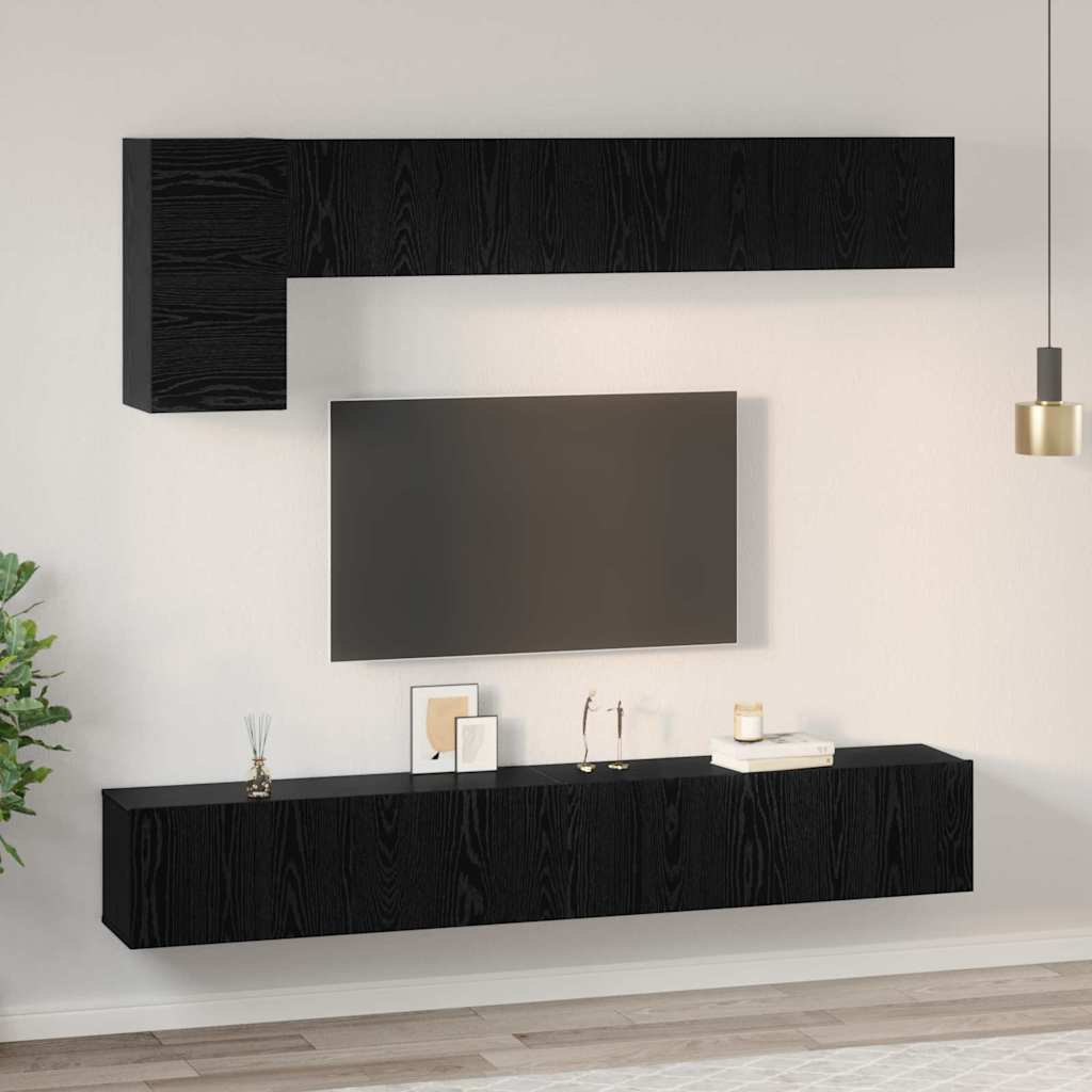 vidaXL Zestaw szafek RTV 5 pcs Czarny Dąb Materiał drewnopochodny