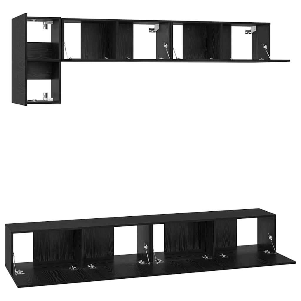 vidaXL Zestaw szafek RTV 5 pcs Czarny Dąb Materiał drewnopochodny
