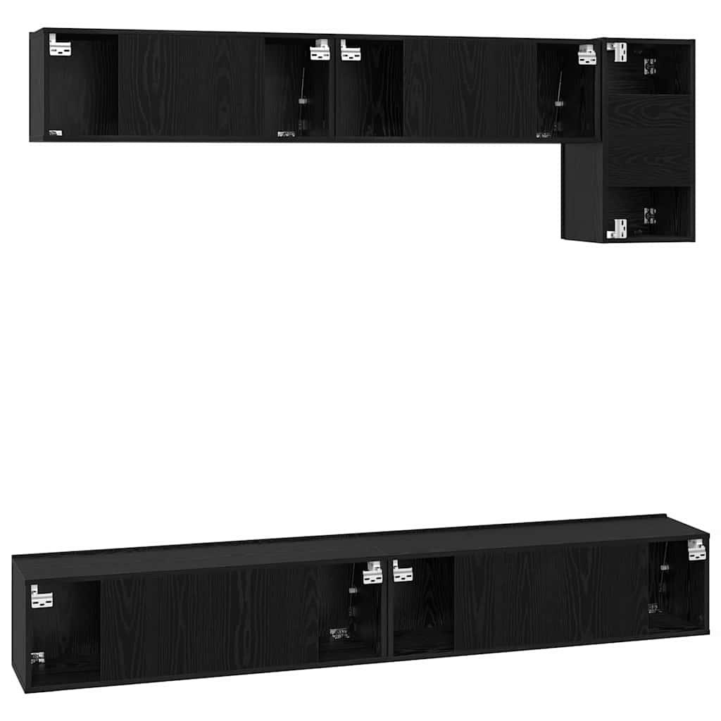 vidaXL Zestaw szafek RTV 5 pcs Czarny Dąb Materiał drewnopochodny