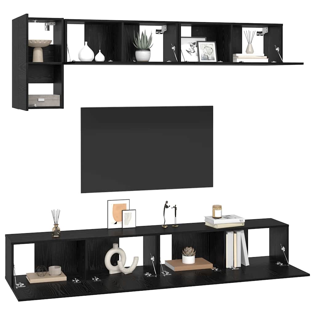 vidaXL Zestaw szafek RTV 5 pcs Czarny Dąb Materiał drewnopochodny