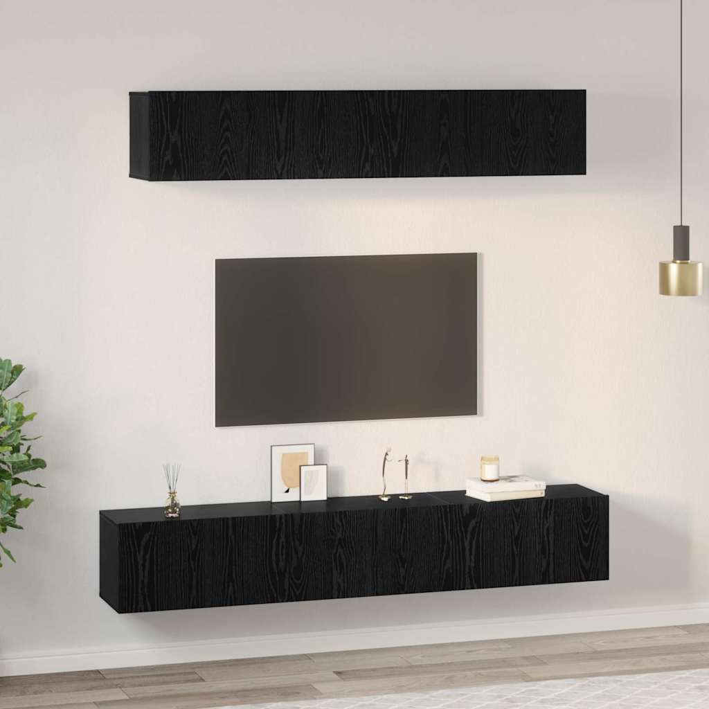 vidaXL Zestaw szafek RTV 5 pcs Czarny Dąb Materiał drewnopochodny