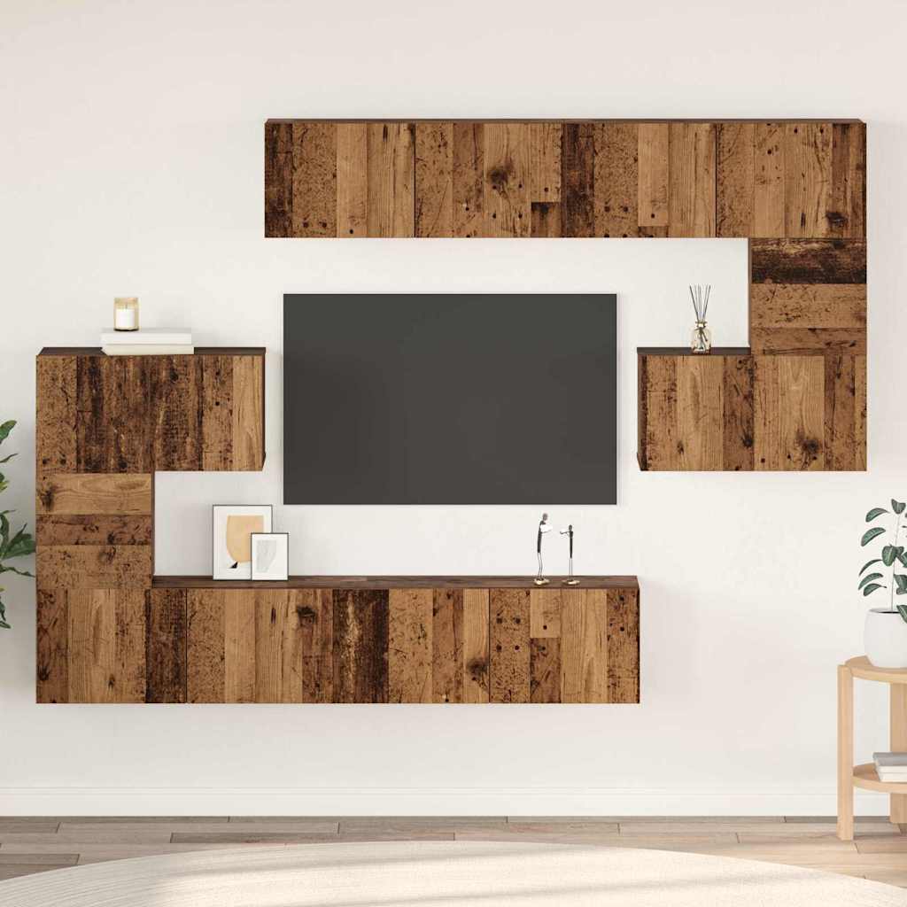 vidaXL Zestaw szafek RTV 8 pcs Stare drewno Materiał drewnopochodny