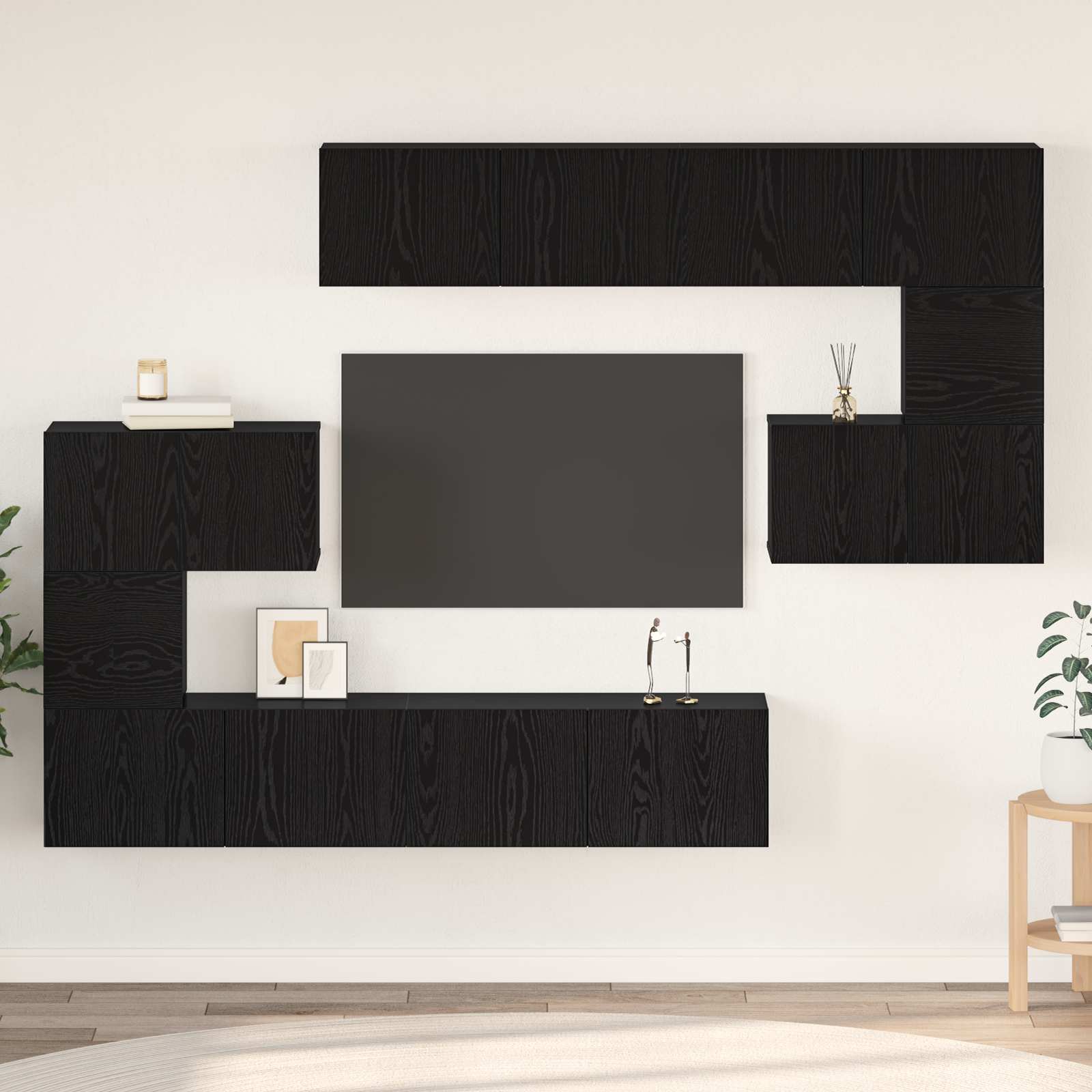 vidaXL Zestaw szafek RTV 8 pcs Czarny Dąb Materiał drewnopochodny