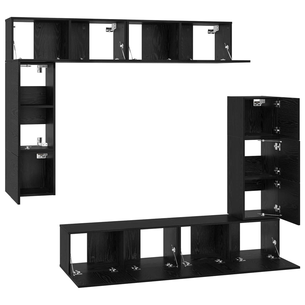 vidaXL Zestaw szafek RTV 8 pcs Czarny Dąb Materiał drewnopochodny