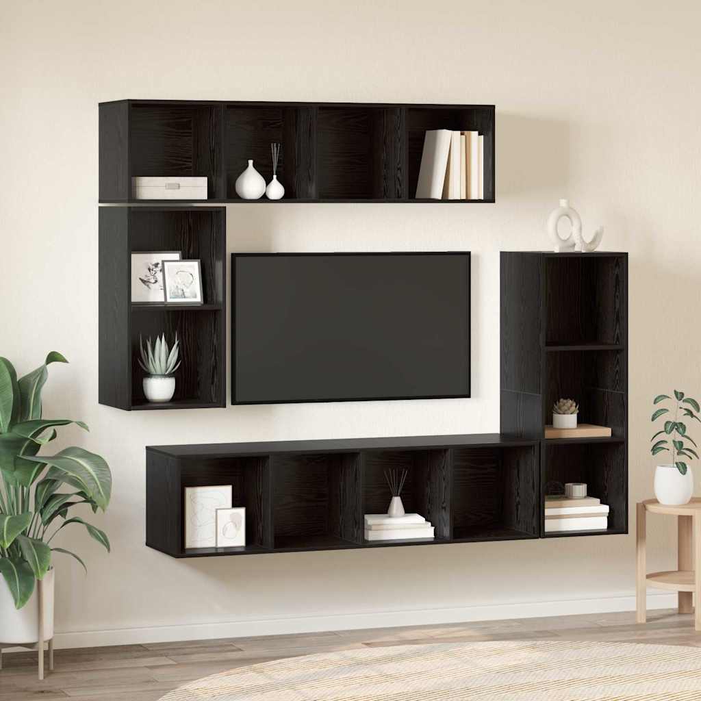 vidaXL Zestaw szafek RTV 4 pcs Czarny Dąb Materiał drewnopochodny